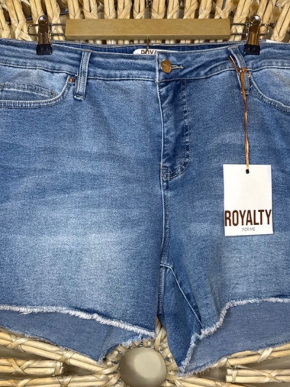 Royalty For Me Light Blue Frayed Hem Denim Shorts